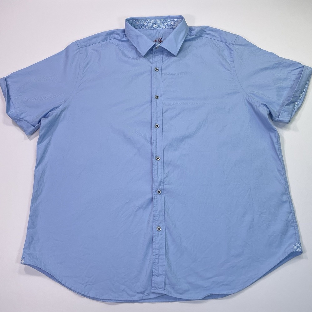 Robert Graham Shirt Mens 4XL Classic Fit Blue Damask Floral 100% Cotton Stretch